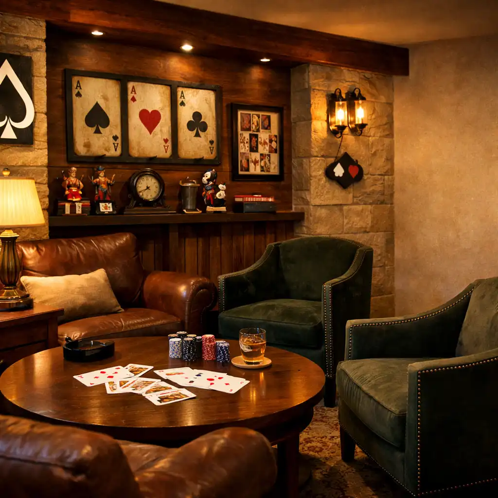 Card Lounge with comfortable seating and card-themed decor at Card Cabin Townsville