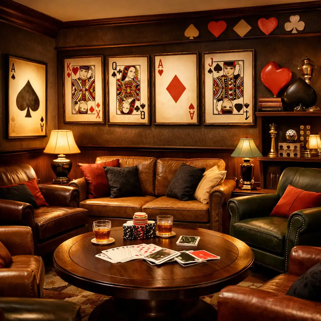 Card lounge with seating and card-themed decor at Card Cabin Townsville